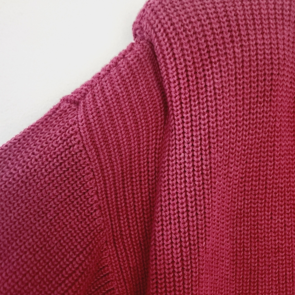 PISTOLA Evereve Merlot Red Slouchy V-Neck Ribbed Cableknit Sweater - Picture 4 of 7